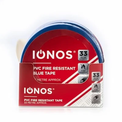 Image de Status: Ionos IONPVCBLU1PKX12 Ruban adhésif en PVC résistant au feu, multi surfaces Bleu 33 m