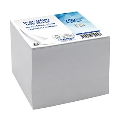 Image de WAYTEX 931152 Bloc mémo cube de 700 notes blanches 9 x cm dos encollé