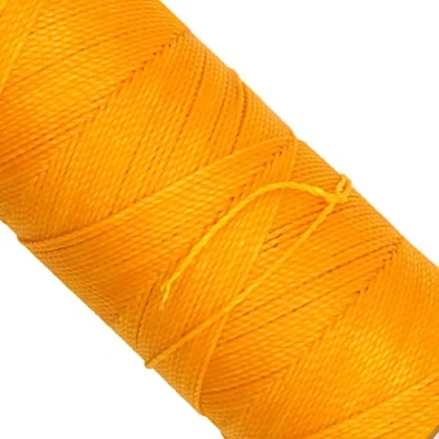 Image de Linhasita Bobine de fil ciré 100 g/170 mètres Polyester 1 millimètre d&#039;épaisseur Macramé 30 couleurs Jaune intense