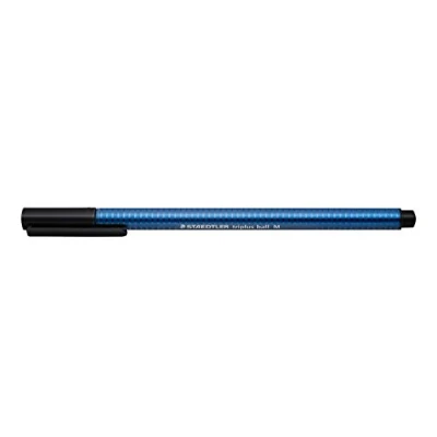 Image de STAEDTLER Triplus Ball 437, Stylos Bille De Couleur, Forme Triangulaire Ergonomique, Largeur Trait M, Étui Carton Avec 10 Noirs Assortis, 437 M 9 Ve