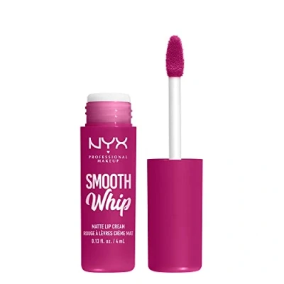 Image de NYX Professional Makeup Rouge à Lèvres Crème Mat Smooth Whip, Couleur Vive, Texture Fouettée, Formule Vegan, Teinte : Bday Frosting (09)