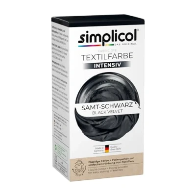 Image de simplicol 1818 lessive textile facile à utiliser dans la machine laver, kit complet avec colorants, poudre, velours noir, 16 x 6, 2 8 cm