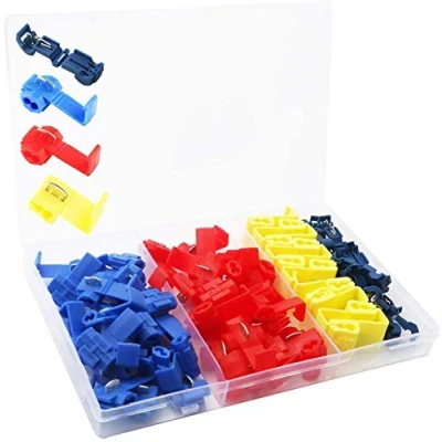 Image de RUNCCI YUN 60Pcs Cosse Electrique Connecteur Rapide, Raccords Auto Dénudants, 20Pcs Rouge, Bleu, 10Pcs Jaune, Bleu clair
