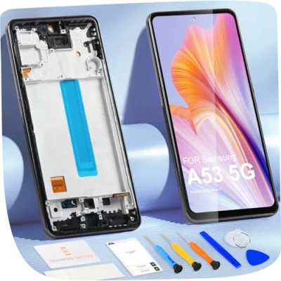 Image de Écran LCD pour Samsung Galaxy A53 5G A536 Numériseur SM A536B A536U A536W Display Tactile Remplacement Verre Panneau Full Assemblée (Noir avec Cadre)