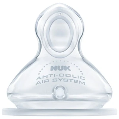 Image de NUK First Choice+ Baby Bottle Teat, 0 6 Months, Silicone with Medium Feed Hole, Anti Colic, 2 Count