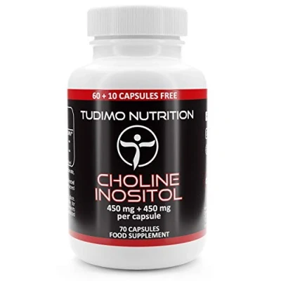 Image de Choline et Inositol 900mg (450 mg + 450 mg) 70 Capsules (2+ mois) à Désintégration Rapide, Chacune avec 450mg Bitartrate de d&#039; en Poudre