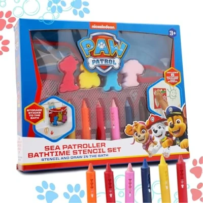 Image de Toyland® Paw Patrol Sea Patroller Bathtime Crayon &amp; Stencil Set Jouets de Bain Convient à partir 3 Ans