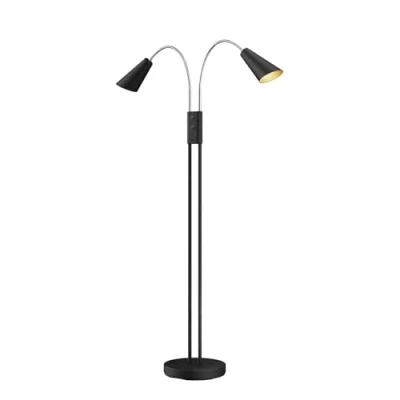 Image de Lucande Lampadaire Medira (Moderne) en Noir Métal e. a. pour Salon &amp; Salle à manger (à 2 lampes, GU10), Sur Pied, Lampe a de Sol