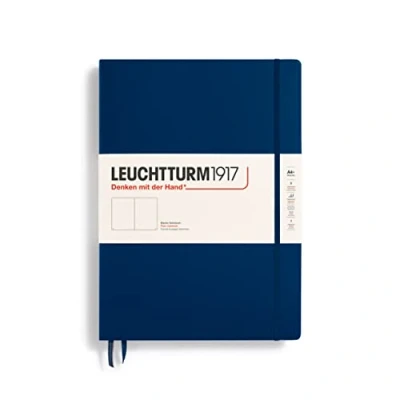 Image de LEUCHTTURM1917 359870 Carnet Master Classic (A4+) Couverture rigide, 235 pages numérotées, Bleu marine, blanc