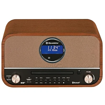 Image de Roadstar HRA1782ND+BT Stéréo Vintage, Radio Dab/Dab+/FM, Lecteur CD MP3, Stéréo, Bluetooth, USB Fonction de Enregistrement, AUX in RCA, Télécommande, Connexion pour Casque, Rétro, en Bois