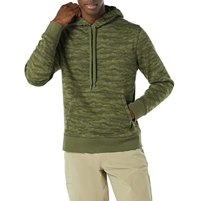 Image de Amazon Essentials Sweat à Capuche en Polaire (Grandes Tailles Disponibles) Homme, Vert Camouflage Abstrait, S