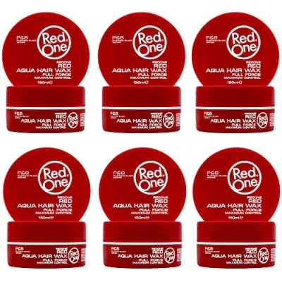 Image de RedOne Cire Aquatique Coiffante Rouge 150 ml Contrôle des bords Ultra tenue capillaire pour hommes et femmes Parfum Fraise maximum Lot de 6