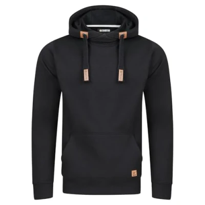 Image de Riverso RIVniklas Pull à Capuche pour Homme avec et Poche Kangourou, col croisé régulier, uni, Coton, Gris, Marron, Vert, Rouge, Bleu, Noir, S, M, L, XL, 2XL, 3XL, 4XL, 5XL Noir L