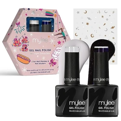 Image de Mylee Set de Vernis à Ongles Gel Semi Permanent 2x10ml [Midnight Circus] UV/LED Nail Art Manucure et Pédicure, Usage Professionnel Domestique [Noël 2023] Durable Facile Appliquer