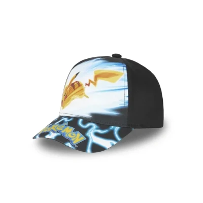 Image de Pokémon Casquette Enfant, Garcon, Pikachu, Originale et Ajustable, Noir, Jaune, Bleu, Taille 54