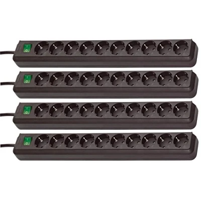 Image de Brennenstuhl Eco Line Lot de 4 multiprises 10 prises (avec interrupteur et câble 3 m particulièrement économe en énergie) Noir
