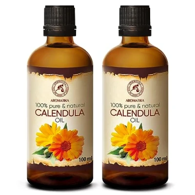 Image de Huile de Calendula 200ml 2x100ml Pur &amp; Naturel Base Riche Minéraux Vitamines Multifonctionnel Corporelle Soins pour le Visage Corps Cheveux Peau