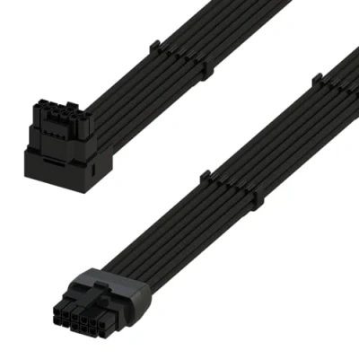 Image de LINKUP Câble d&#039;alimentation Haute Puissance 600W PCIE 5.0 16 Broches (12+4) AVA en Angle Droit Type moulé et soudé, 16AWG gainé Compatible avec RTX4000 &amp; RTX3000 FE 70 cm Noir