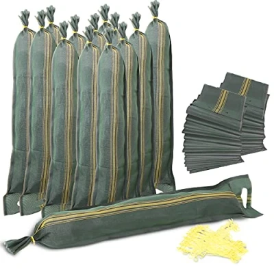 Image de 100 Sacs anti inondation Sac de sable à remplir avec poignée Barrière pour porte garage en cas d’inondation (25 x cm)