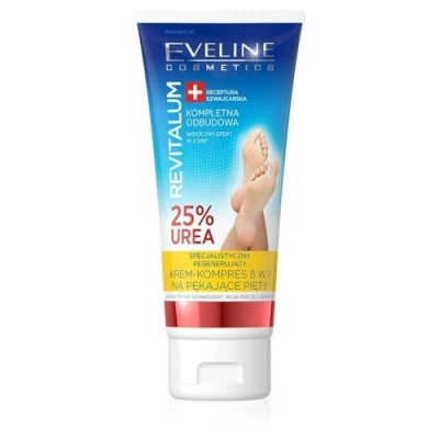 Image de Eveline Cosmetics Revitalum Crème Compresse Talons Fissurés 8 En 1 100 ml Hydratante Pour Les Pieds Le Traitement Des 25% URÉE Formule À Absorption Rapide