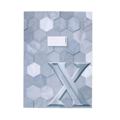 Image de HERMA 20090 protège cahiers A4 en carton gris avec champ d&#039;inscription papier solide et extra fort, motif hexagonal, pour d&#039;école, couleur