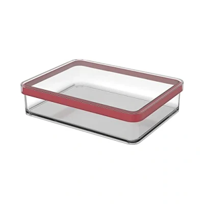 Image de Rotho Loft boîte de conservation rectangulaire 1l avec couvercle et scellé, Plastique (PP) sans BPA, transparent/rouge, (20.0 x 15.0 4.8 cm)