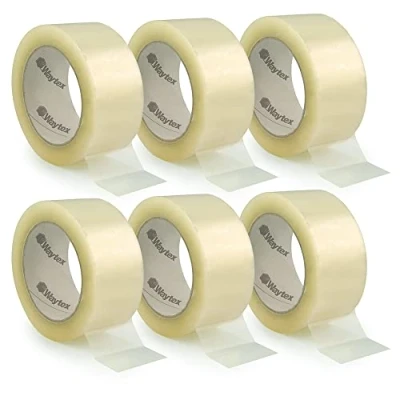 Image de Waytex 930709 Ruban Adhésif d&#039;Emballage Transparent, Silencieux, en Polypropylène épaisseur 28 microns, Largeur 50mm, Longueur 66m, Pack de 6 rouleaux