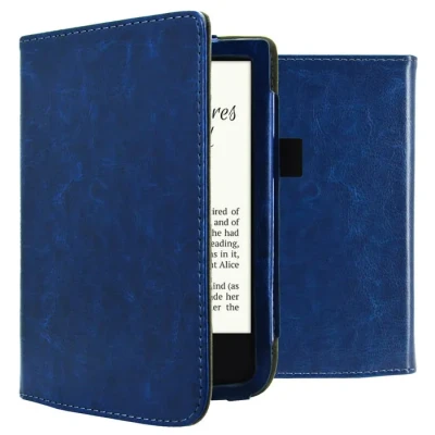 Image de Étui de liseuse IMOSHION Pocketbook Touch Lux 5 Simili cuir Bleu foncé Compatible HD 3 et Basic 4