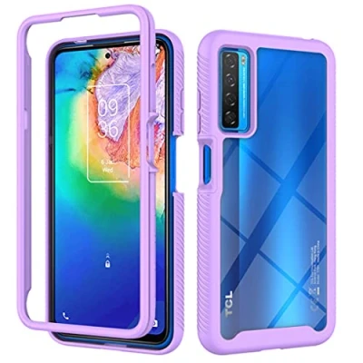 Image de Liner Transparente Coque pour TCL 20 5G/TCL 20S/TCL 20L/TCL 20L+/TCL 20L Plus, Étui Rigide PC/Cadre Anti Chute/Souple TPU Housse Gel Silicone Case Antichoc Antipoussière Cover Violet Clair