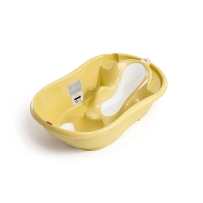 Image de OKBABY Onda Evolution Baignoire pour le Bain des Nouveau nés 0 12 Mois, Assise en Gomme Antidérapante Jaune
