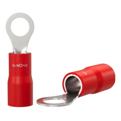 Image de Lumonic 25x Cosse à oeillet M3 partiellement isolée 0,5 1,5mm² I rouge Set de cosses, cosses M3,