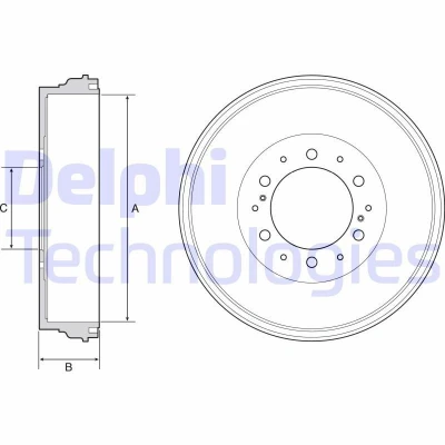 Image de DELPHI BF537 Tambours de Frein sans bague ABS, roulement roue 344 TOYOTA: Hilux 3 Pick up, VIII up
