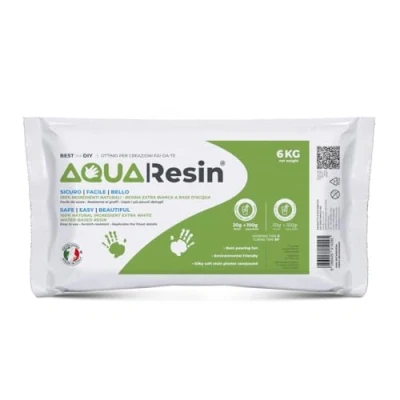 Image de AQUA RESIN Résine minérale en Poudre Blanche 100% Non Toxique et sûre à mélanger avec de l&#039;eau, colorable idéale Utiliser dans Les moules (6 kg)