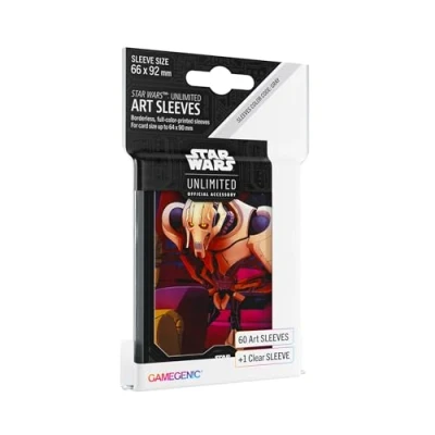 Image de Asmodee General Grievous Officially Licensed Pack of 60 Art Sleeves 1 Clear Sleeve, Optimized Size for Star Wars Unlimited Other TCG and LCG Games, Made by Gamegenic, GGS15060ML