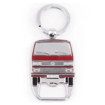 Image de BRISA VW Collection porteclés anneau Volkswagen avec accessoire et ouvrebouteille au design du Combi T3 (Face Combi/Rouge)