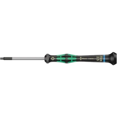 Image de Wera 05118070001 2054 Tournevis électronicien pour vis six pans creux, Hex Plus, 2.5 mm x 60 mm, Noir/vert