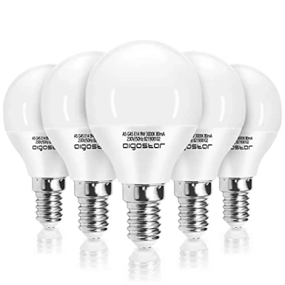 Image de Aigostar Ampoules LED E14 G45 9W (équivalant à Ampoule Halogène de 62W), Blanc Chaud 3000K, 840 Lumens, CRI &gt; 80 Lot 5