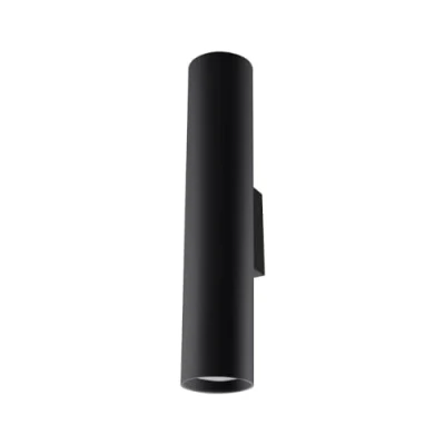 Image de SOLLUX lighting Lagos 2 Applique Murale Design Moderne avec Abat jour Cylindrique, Style Industriel Ampoule GU10 Remplaçable, x 40 W Acier Peint par Poudrage, Noir, 6 8 30 cm