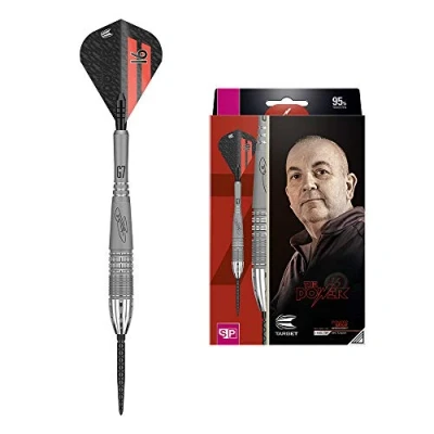Image de Target Darts 24 g Phil Taylor Power 9 Five Gen 7 Jeu de fléchettes avec Pointe en Acier 95% tungstène Unisexe, Gris, Noir et Rouge