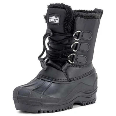 Image de Enfants Unisexes Nylon Boue Neige Chaleureux Pluie Bottes De Fourrure BLK27 AYC0162