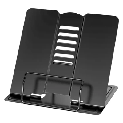 Image de Newpop Noir Support Livre, Porte Partitions, Lutrin de Lecture, Reposes Recettes Cuisine, Réglable Pupitre Lectures Ouvert, Tenirs Livres pour Lire au Lit, Book Stand Multifonctionnelle, Métal.