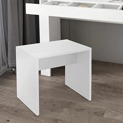 Image de ECD Germany Tabouret de Coiffeuse, Blanc, 40x36x41cm, Design Élégant, Grand Confort Siege d&#039;Assise, Banquette en Bois, Coussin Rembourré, Revêtement Simili, Maquillage, Banc Moderne