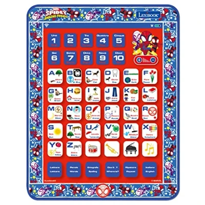 Image de LEXIBOOK JCPAD002SPi5 Spidey and His Amazing Friends Tablette éducative bilingue Interactive Jouet pour Apprendre Les Lettres et Chiffres, l&#039;orthographe, la Musique, l&#039;anglais/Italien
