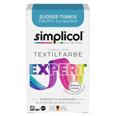 Image de simplicol Teinture textile Expert Mer du Sud Turquoise 1711 pour colorer et rafraîchir les vêtements, lavable en machine, coton, laine, soie, lin, viscose tissus mélangés