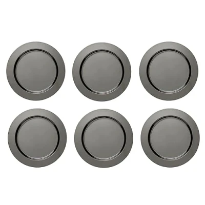 Image de ECHTWERK Ensemble de 6 sous assiettes/assiettes service &#039;Shiny&#039; en acier inoxydable, Édition Black, Ø 33,2 cm