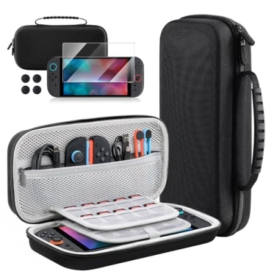Image de Lmcpa Étui Transport Compatible avec Nintendo Switch 2 2025, Accessoires Comprenant étui, Protecteur d&#039;écran, Housse Protection Transparente, Poignée pour Le Pouce