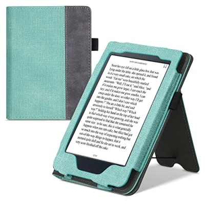 Image de kwmobile Étui Compatible avec Kobo Nia Coque à Rabat magnétique Tablette eReader Similicuir Menthe glaciale Gris foncé