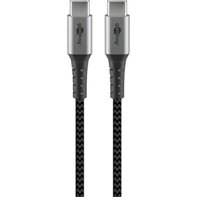 Image de goobay 49303 Câble USB C 10 Gbps textile premium extra robuste avec connecteurs métalliques 2 m