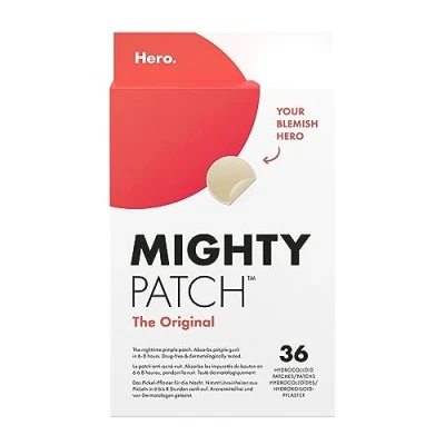 Image de Hero Mighty Patch Original anti acné hydrocolloïdes Absorbe les impuretés du bouton en 6 à 8 heures pendant la nuit boîte de 36 patchs