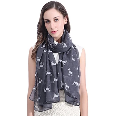 Image de Lina &amp; Lily Écharpe Foulard imprimé Bull Terrier (Gris)